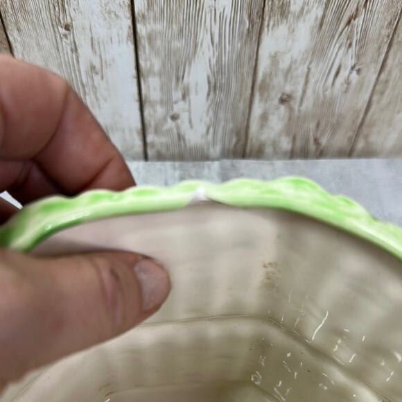 Mid-Century McCoy Bamboo Pottery Planter green white vintage 1970s - Picture 4 of 7